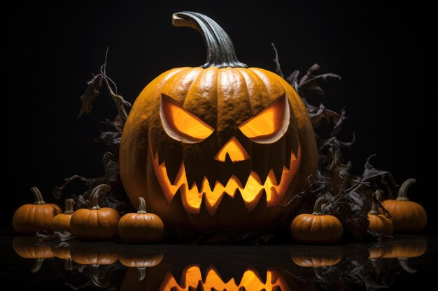 Jack o lantern on black isolated background