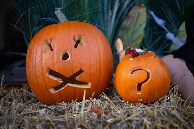 Photo jack o lantern on field