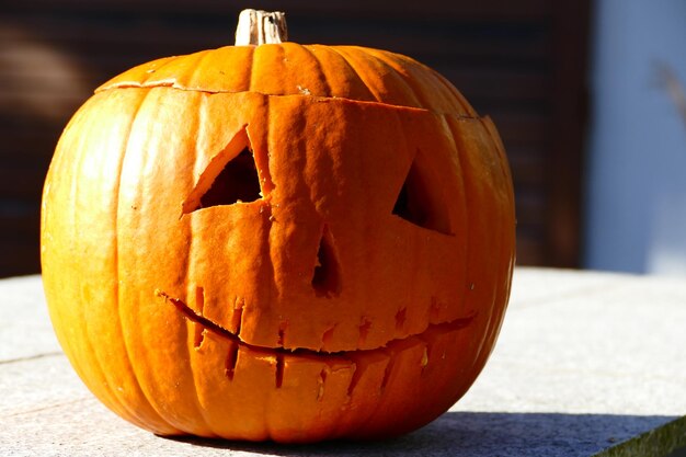 Jack o lantern on floor