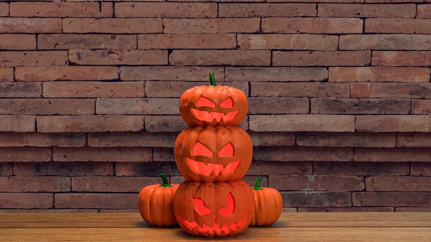 The jack o lantern pumpkin for halloween content 3d rendering