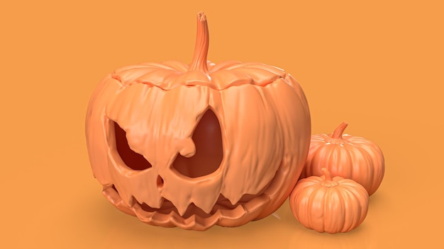 The jack o lantern pumpkin orange color tone for halloween content 3d rendering