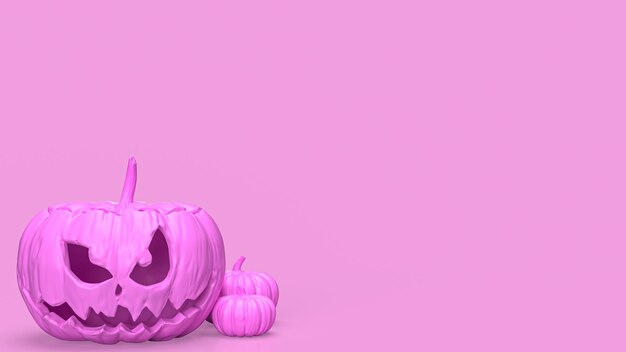 Foto il tono di colore rosa della zucca jack o lantern per il contenuto di halloween rendering 3d