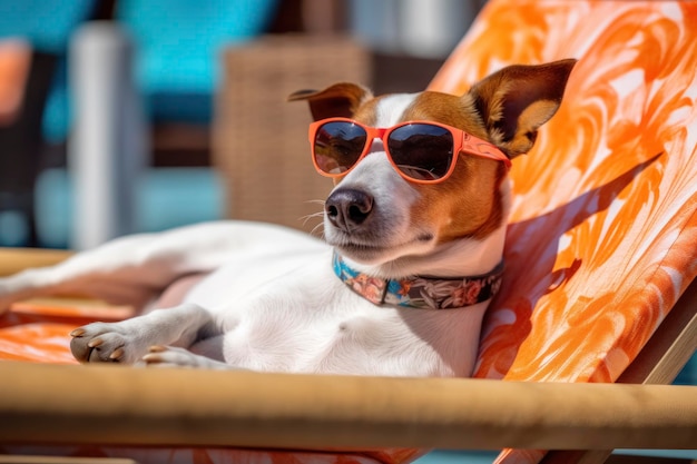 Jack russell relaxing in sunglasses