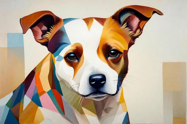 Jack russell terrier dog portrait Digital painting on canvas