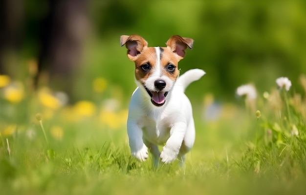 Jack Russell Terrier dog run outdoor summer sunny day