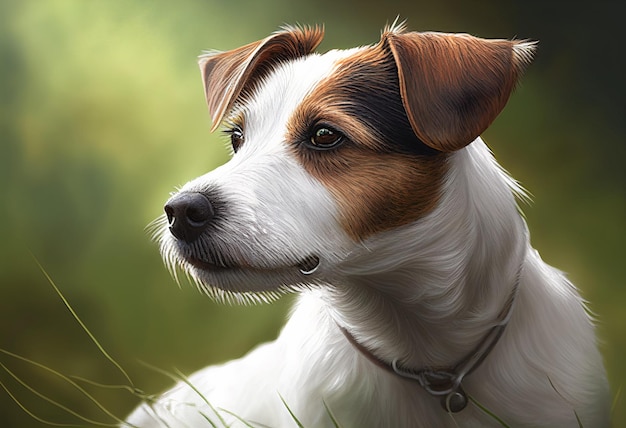 Jack Russell Terrier playing in the park illustration AI generative