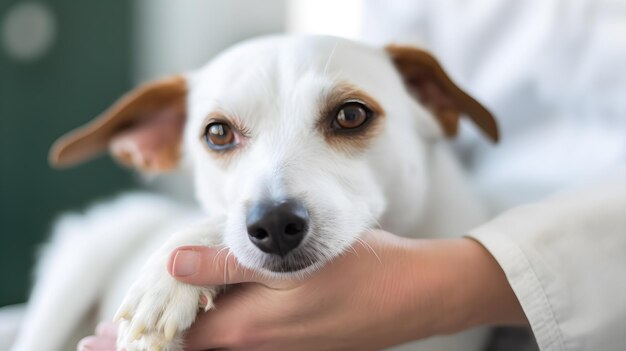 jack russell terrier puppy in a vet039s hand