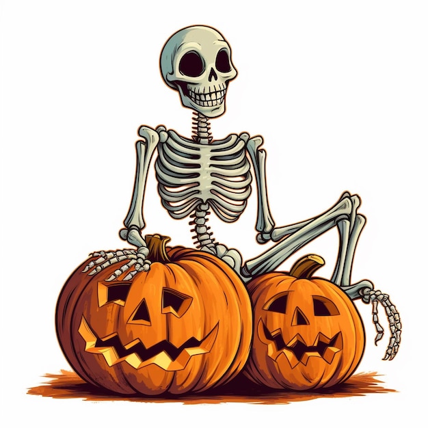 Photo jack skellington in halloween scene cartoon style comic character illustration