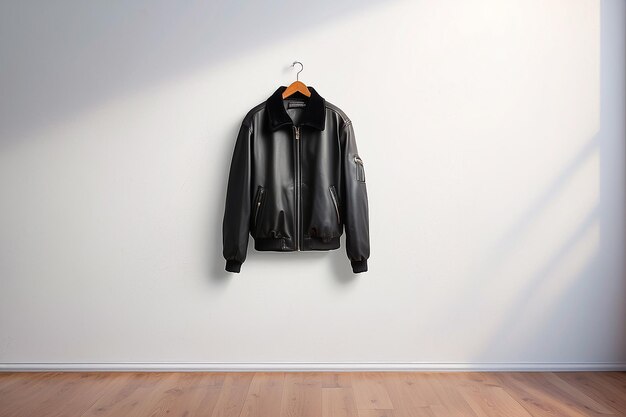 Photo jacket hang on empty wall background