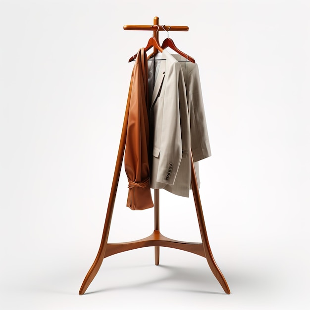 a jacket on a hanger that is made of wood