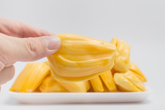 jackfruit, 흰색 배경에 태국 과일 분리