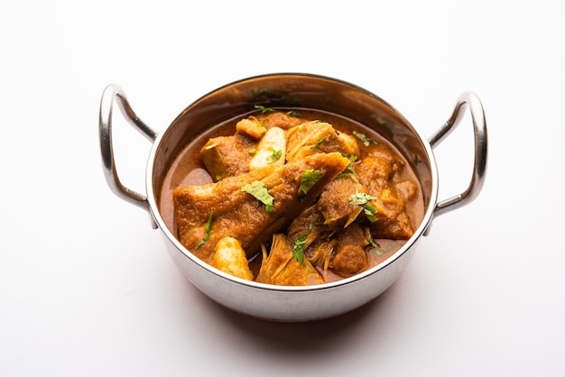 Jackfruit Masala sabji or Fanas Sabzi or Indian style spicy KathalÃÂ curry, served in a bowl or karahi. selective focus