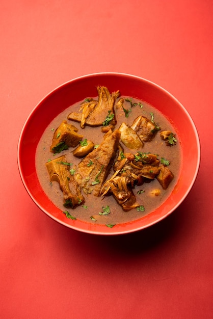 Jackfruit Masala sabji or Fanas Sabzi or Indian style spicy KathalÃÂ curry, served in a bowl or karahi. selective focus