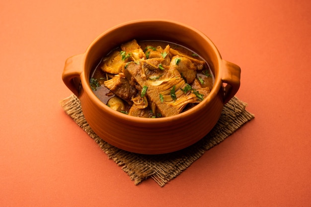 Jackfruit Masala sabji or Fanas Sabzi or Indian style spicy KathalÃÂ curry, served in a bowl or karahi. selective focus