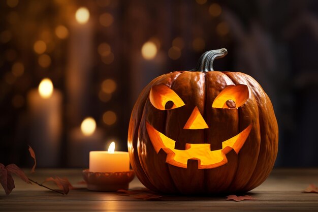 Jacko'lantern with a candle inside leaving room for your Halloween festival details