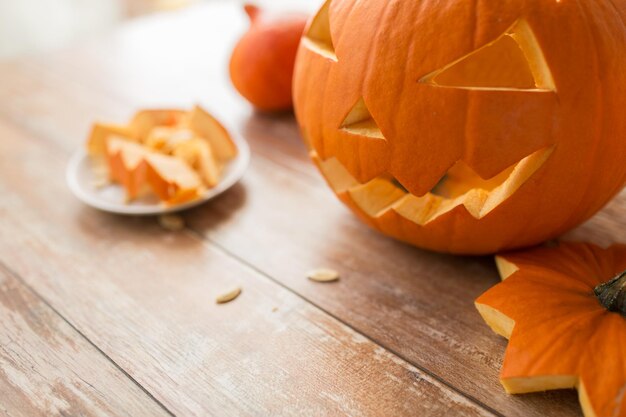 Jackolantern or carved halloween pumpkin