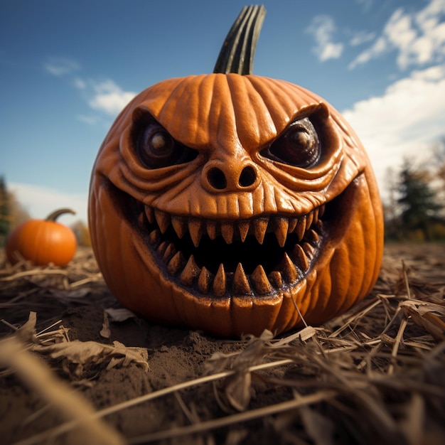 Jackolantern halloween pompoen gezicht portret