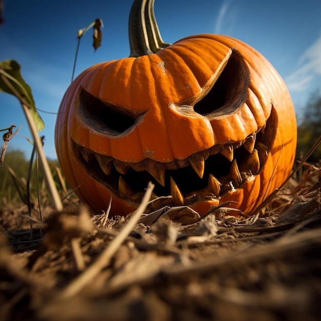 Jackolantern halloween pumpkin face portrait