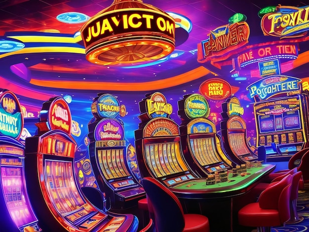 Jackpot fever experience the electrifying thrill of the casino floor as lights flash ai generated