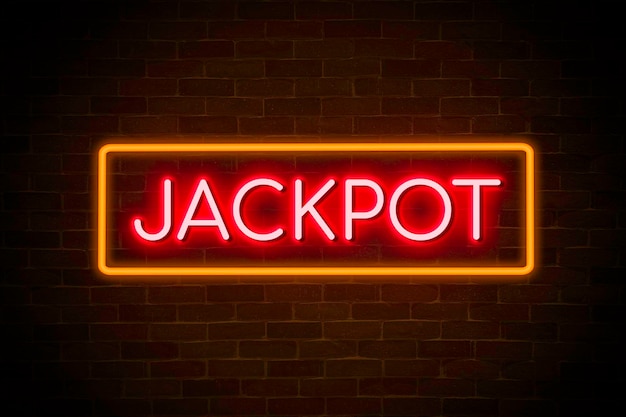 Foto bandiera al neon del jackpot.