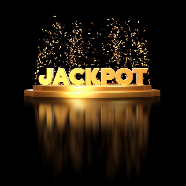 Illustrazione del rendering 3d del titolo del jackpot