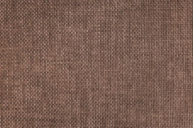 Jacquard woven upholstery brown coarse fabric texture close up