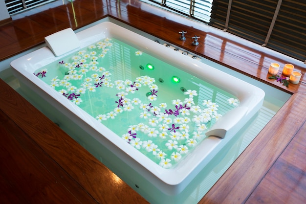 Jacuzzi bathtub in spa room