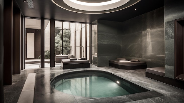 A jacuzzi in a modern house