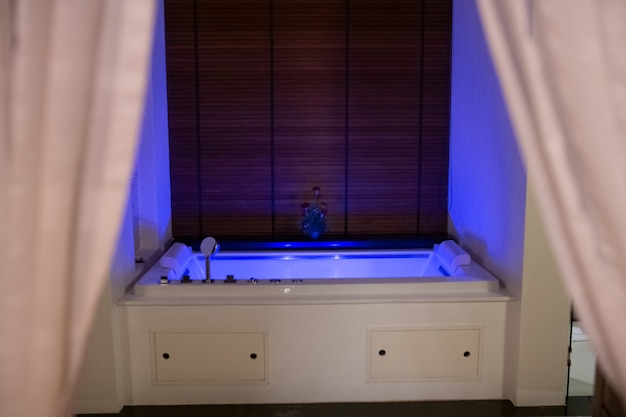 Jacuzzi with blue lighting