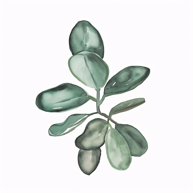 Foto jade blad van de planten in waterverf stijl handawn illustratie