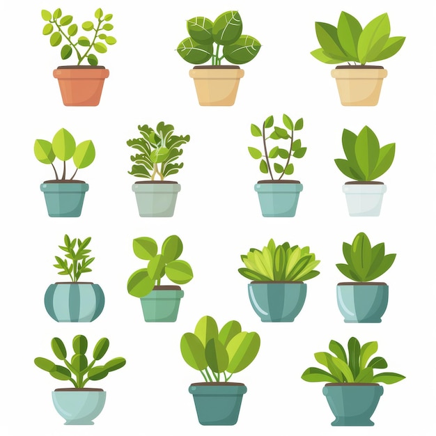 Jade plant Crassula ovata Pot Plant Icon Set Crassula Ovata Plant Flat Design Jade plant Symbolen