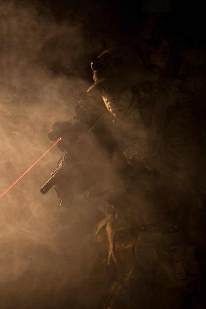 Jagdkommando in de rook en vuur