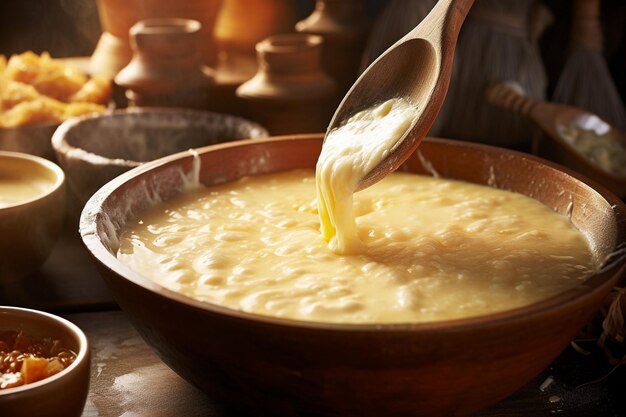 Jaggery being mixed into homemade salad dressings for added depth of flavor