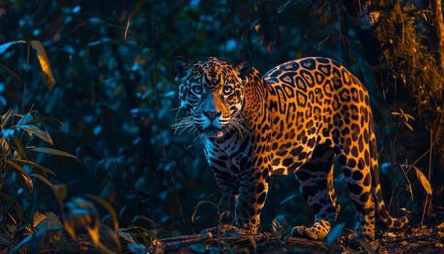 Photo jaguar hunting in the wild