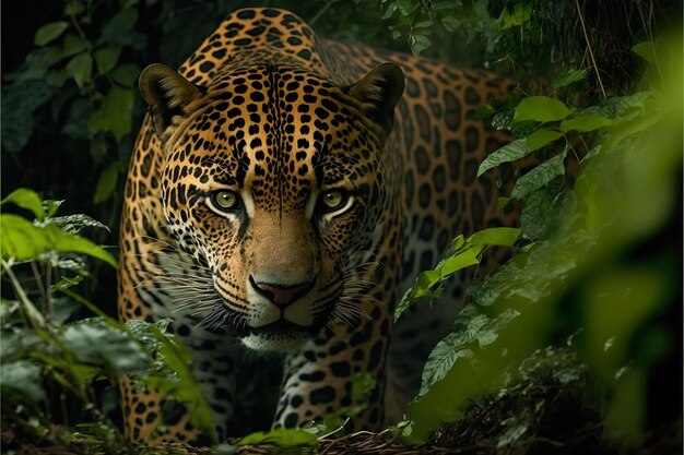 Jaguar in de Amazone jungle