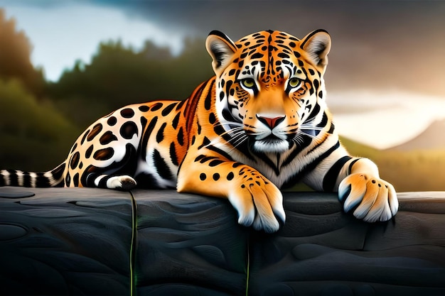 Jaguar in zijn natuurlijke omgeving Concept van behoud van de soort generatieve Ai