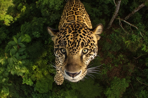 A jaguar is seen on a sunny day