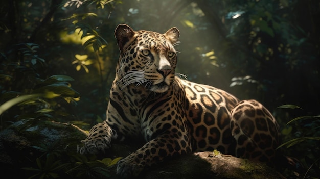 A jaguar in the jungle