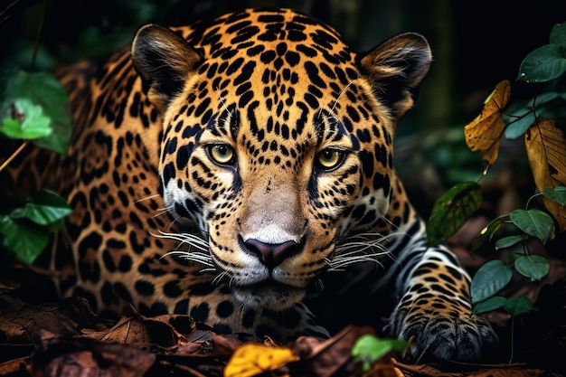 Jaguar Resting on a Forest Floor