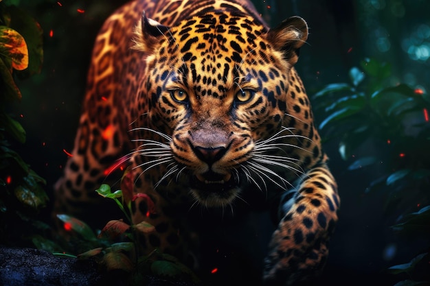 Jaguar running in the jungle