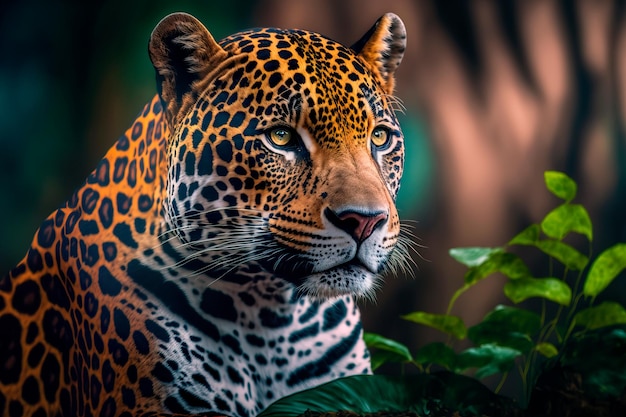 Jaguar stalking in the grass Close up of a Jaguar