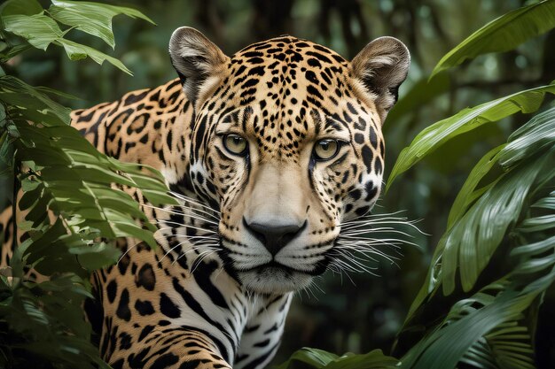 Jaguar wandelen in Belize Natuur generatieve ai