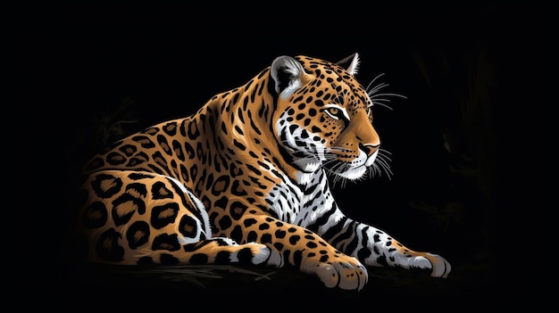 Jaguar with a black background illustration 2