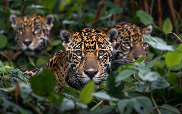 Photo jaguars on the prowl in the rainforest