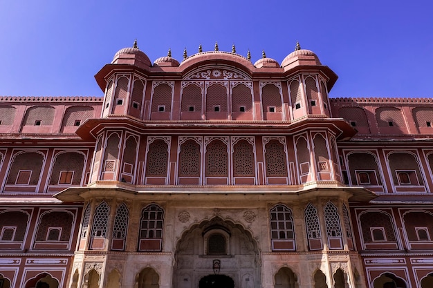 Jaipur IndiaDecember 30 2018 De details van het traditionele gebouw in City Palace Jaipur India