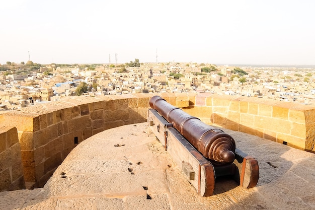 Jaisalmer India Jaisalmer Fort의 고대 대포