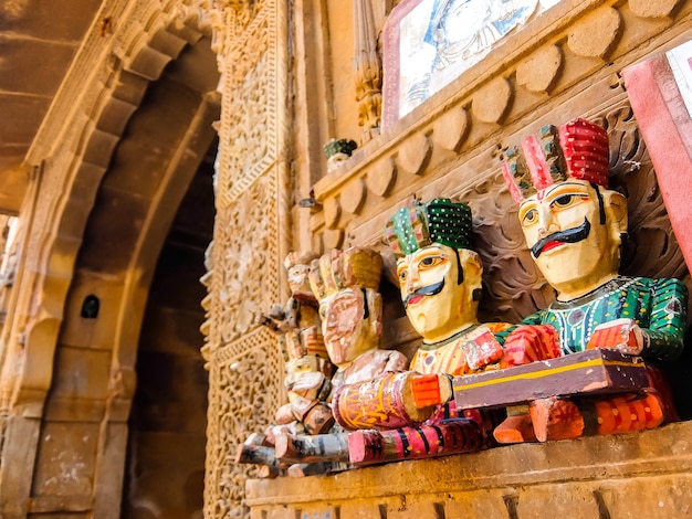 Jaisalmer India Traditional rajasthani puppets Kathputli in the street shop