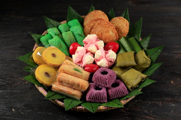 Jajan Tampah Assorted Colorful Indonesian Traditional Cakes Served During Festivities