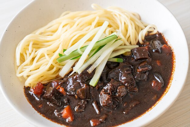 Jajangmyeon or JJajangmyeon is Korean Noodle with Black Sauce