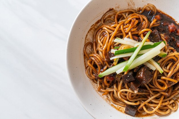 Jajangmyeon of JJajangmyeon is Korean Noodle with Black Sauce - Korean Food Style